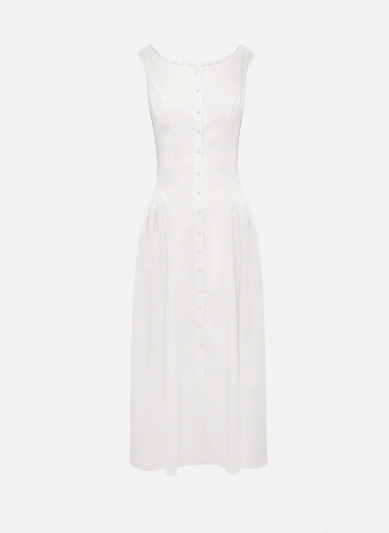 Lichi  Midi dress with oval neckline and voluminous skirt for Women | Best Price UAE