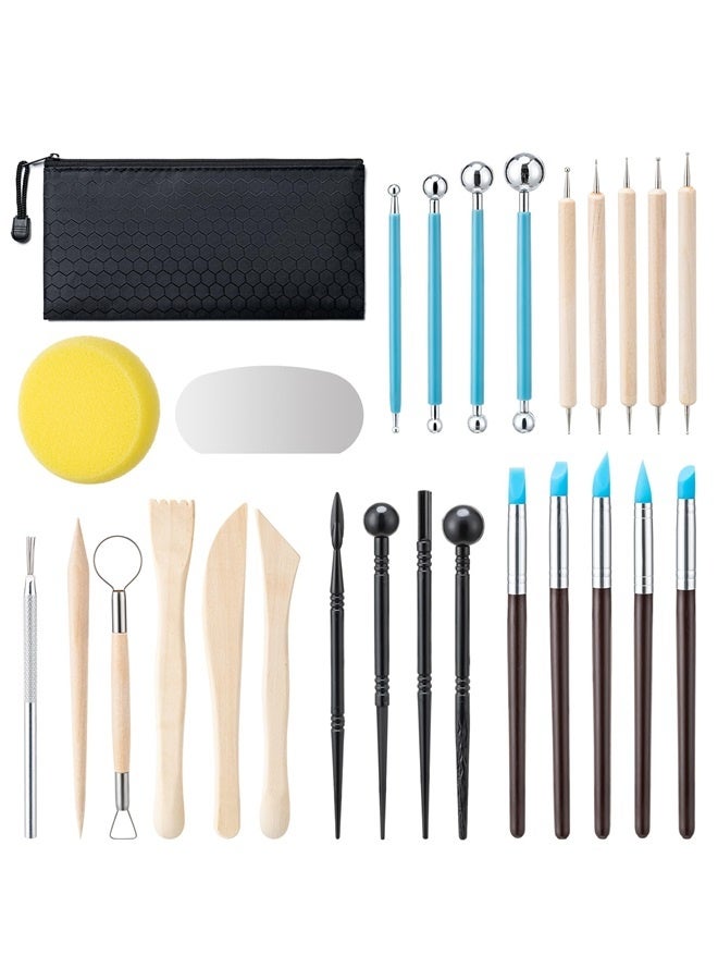 yongsheng Clay Tools Kit, 27 PCS Pottery Tools, Practical Polymer Clay Sculpting Tools Kit, Air Dry Clay Tools Set for Adults, Pottery Craft - Image 1