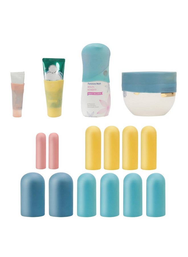 TRANOMOS 12 Pack Multi Sizes Silicone Bottle Covers, Travel Accessories Must Haves, Cruise Ship Essentials, Travel Size Toiletries,Travel Essentials for Women Men,Travel Gadgets, Elastic Sleeves for leak proof - Image 1