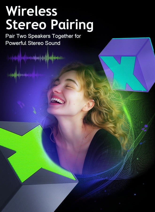 Litus Speaker bluetooth portable, 2 Pcs mini Bluetooth 5.3 quran speaker with fashion look for Home, Outdoors, Travel,  (Green + Purple) - Image 2