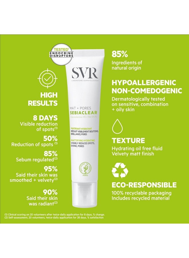 SVR Sebiaclear Mat+Pores Mattifying Face Cream For Oily To Combination Skin 4% Niacinamide And 4% Pha Noncomedogenic Moisturizer To Control Shine & Visibly Tighten Pores Oilfree 1.3 Fl.Oz. - Image 5