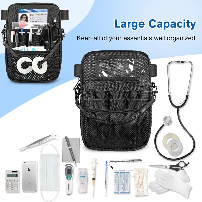 SITHON Nurse Fanny Pack with Tape Holder, Multi Compartment Medical Gear Pocket Belt Bag Nursing Organizer Pouch | Utility Waist Pack for Stethoscopes, Bandage Scissors Other Medical Supplies, Black - Image 4