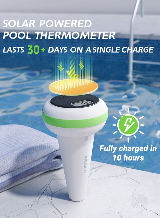 INKBIRD INKBIRD Solar Wireless Pool Thermometer Set IP68 Waterproof Pool Thermometer IBS-P03R with Indoor Monitor 300m/980ft Ultra Long Transmission for Swimming Pools Hot Tubs Spas and Ponds - Image 2