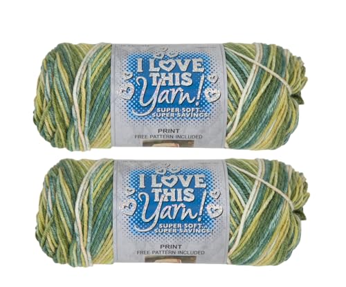 Hobby Lobby Print I Love This Yarn 4 Medium 100 Acrylic 252 Yards Yarn for Crocheting Knitting Blankets Hats Accessories Set of 2 490 Spring Green - Image 1