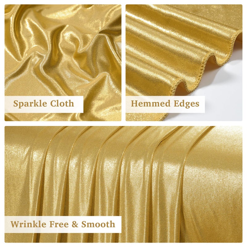 Htper 20ftx10ft Gold Sequin Backdrop Curtain for Parties, 4 Panels 5x10FT Shimmer Wrinkle Free Glitter Photo Backdrop Drapes Back Drop Cloth for Wedding Birthday Christmas Photography Background - Image 4