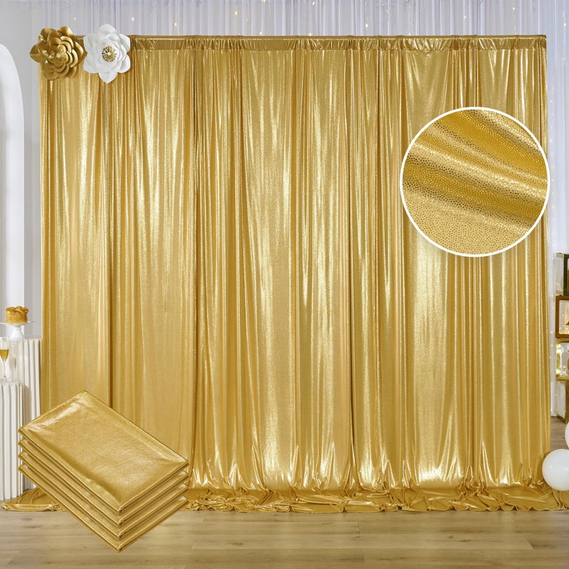 Htper 20ftx10ft Gold Sequin Backdrop Curtain for Parties, 4 Panels 5x10FT Shimmer Wrinkle Free Glitter Photo Backdrop Drapes Back Drop Cloth for Wedding Birthday Christmas Photography Background - Image 1
