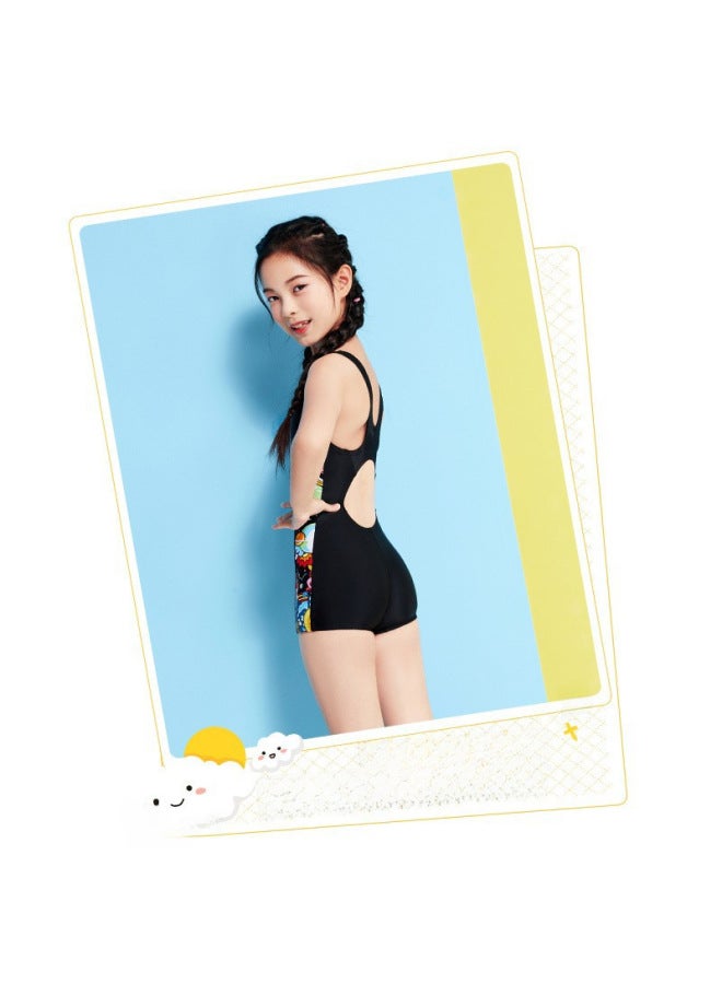 Loquat Yingfa Children's Swimsuit Summer Girls Middle And Big Children Professional Training One-piece Flat Swimsuit Primary School Students Swimming Set Equipment-Color:Y0546 Deep Blue Spelling Powder- - Image 5