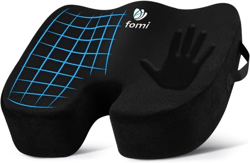 FOMI Extra Thick Firm Coccyx Orthopedic Memory Foam Seat Cushion | Black Large Cushion for Car or Truck Seat, Office Chair, Wheelchair | Back Pain Relief (Black) - Image 1