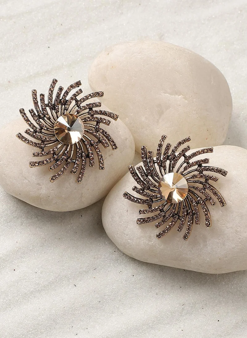 SOHI Stone Spiral Artificial Stud Earring Jewellery
