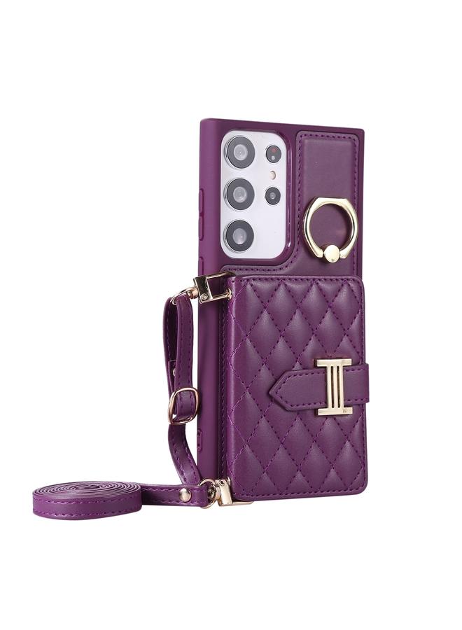 S-TOP Case For Samsung Galaxy S23 Ultra 5G Horizontal Card Bag Ring Holder Phone Case with Dual Lanyard - Image 2