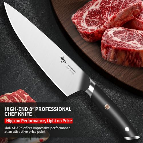 MAD SHARK 8-Inch Chef Knife - German High Carbon Stainless Steel Kitchen Knife, Professional-Grade Razor-Sharp Edge, gift for Husband Men Women(Gift Box Included) - Image 2