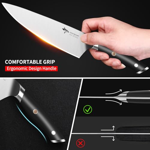 MAD SHARK 8-Inch Chef Knife - German High Carbon Stainless Steel Kitchen Knife, Professional-Grade Razor-Sharp Edge, gift for Husband Men Women(Gift Box Included) - Image 5