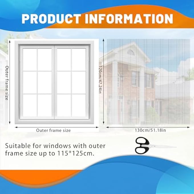 Fly Screen Window Magnet, Diy Insect Protection Window, 120 X 130 Cm Magnetic Window, Adjustable Fly Screen Magnet, Fibreglass Fly Screen - Image 3