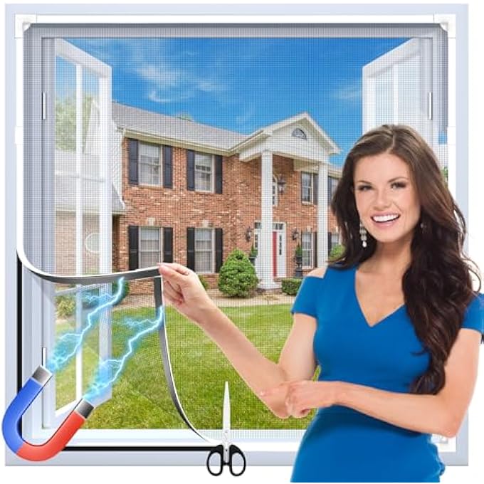 Fly Screen Window Magnet, Diy Insect Protection Window, 120 X 130 Cm Magnetic Window, Adjustable Fly Screen Magnet, Fibreglass Fly Screen - Image 1