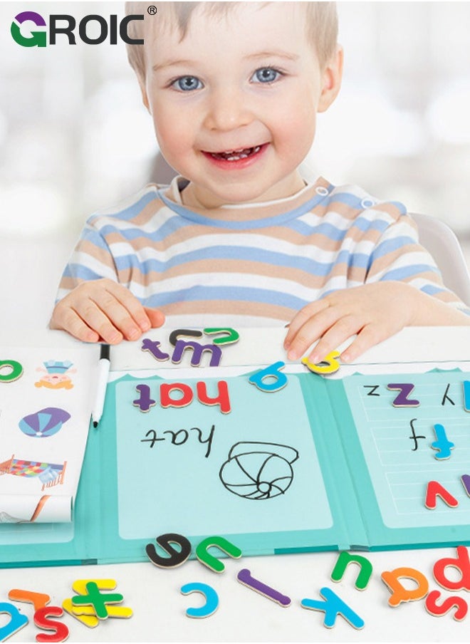 GROIC - Magnetic Spelling Words Game Book - Matching Alphabet Letters Toy for Preschool, Kindergarten, Boys, Girls Educational Learning to Read Spell Write and Erase for 3 4 5 Years Old - Image 1