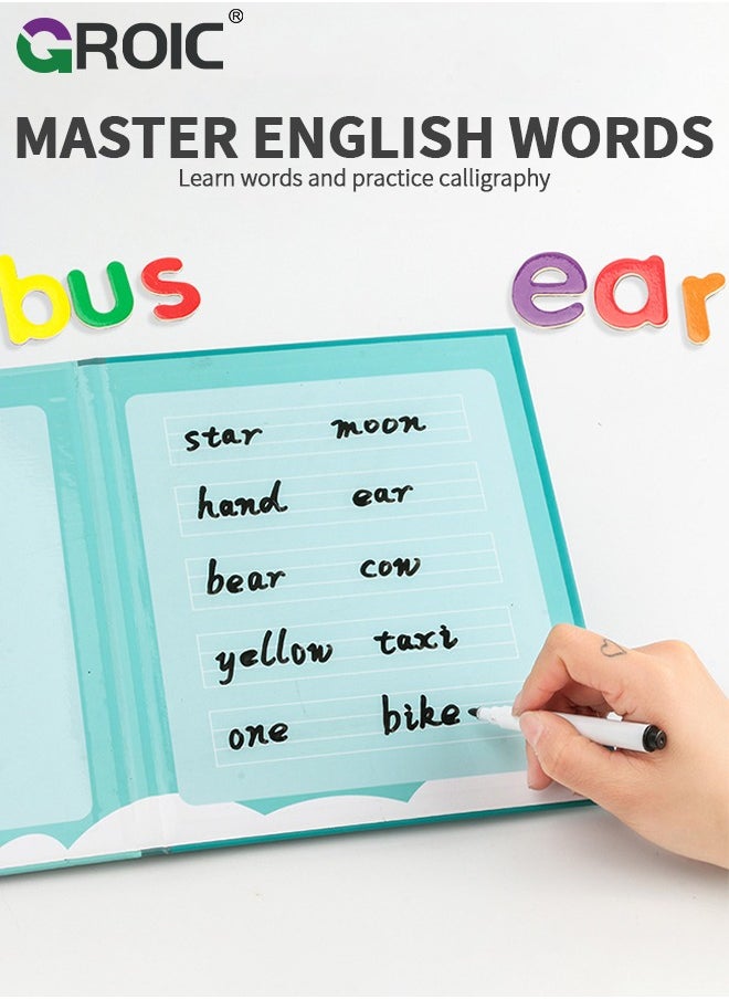 GROIC - Magnetic Spelling Words Game Book - Matching Alphabet Letters Toy for Preschool, Kindergarten, Boys, Girls Educational Learning to Read Spell Write and Erase for 3 4 5 Years Old - Image 1