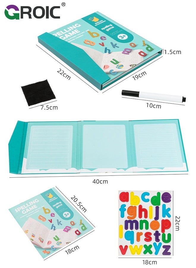 GROIC - Magnetic Spelling Words Game Book - Matching Alphabet Letters Toy for Preschool, Kindergarten, Boys, Girls Educational Learning to Read Spell Write and Erase for 3 4 5 Years Old - Image 1