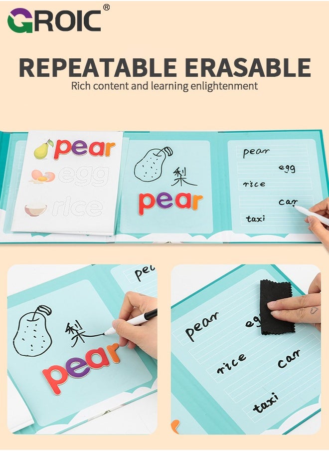 GROIC - Magnetic Spelling Words Game Book - Matching Alphabet Letters Toy for Preschool, Kindergarten, Boys, Girls Educational Learning to Read Spell Write and Erase for 3 4 5 Years Old - Image 1