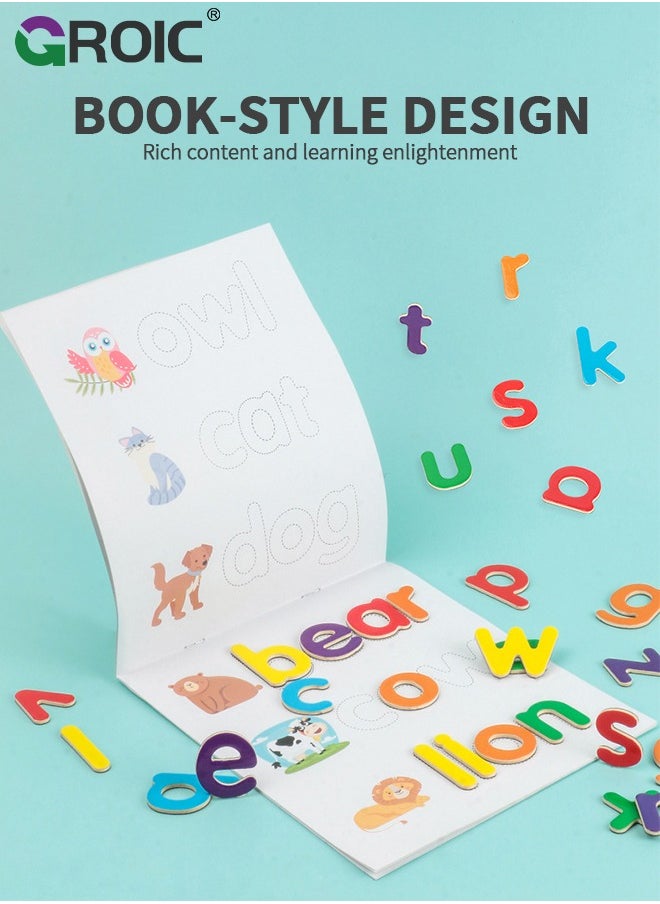 GROIC - Magnetic Spelling Words Game Book - Matching Alphabet Letters Toy for Preschool, Kindergarten, Boys, Girls Educational Learning to Read Spell Write and Erase for 3 4 5 Years Old - Image 1