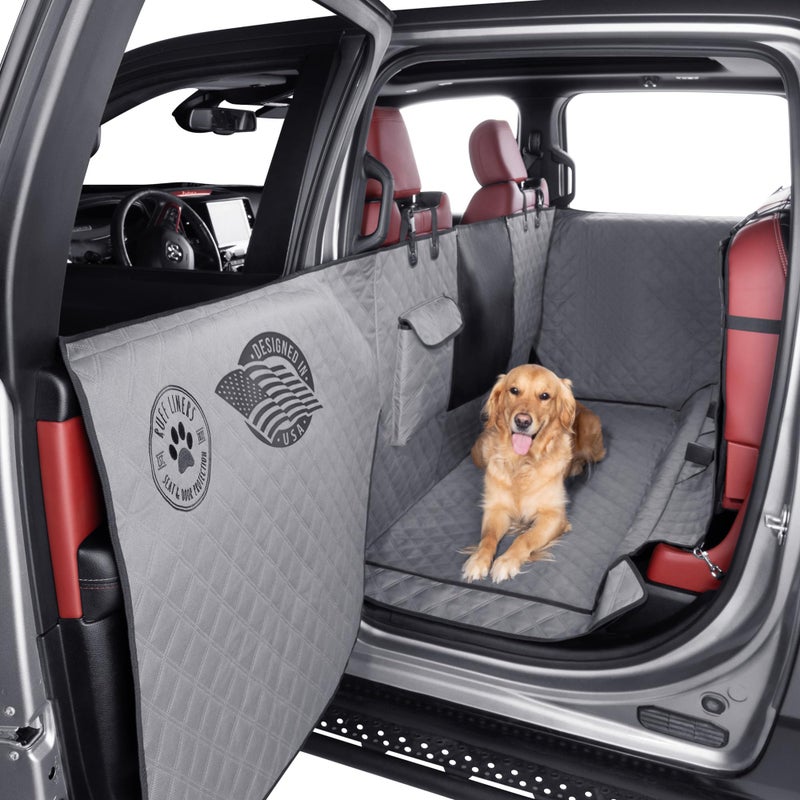 Ruff Liners XL Floor Cover with Door Protection, Gray â€“ As Seen on Shark Tank â€“ Fits Fullâ€‘Size Crew Cab Trucks with Foldâ€‘Up Seats, Waterproof & Machine Washable â€“ Sturdy XL Dog Hammock for Truck - Image 1