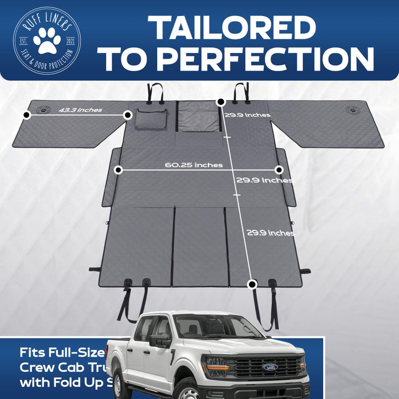 Ruff Liners XL Floor Cover with Door Protection, Gray â€“ As Seen on Shark Tank â€“ Fits Fullâ€‘Size Crew Cab Trucks with Foldâ€‘Up Seats, Waterproof & Machine Washable â€“ Sturdy XL Dog Hammock for Truck - Image 4