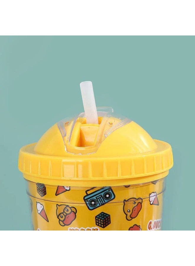 Cute Little Yellow Duck Ice Cup with Lid & Straw – 3D Cartoon Duck Tumbler for Iced Coffee, Cold Drinks, Smoothies & Juices | Fun Reusable Cup for Kids & Adults  - Image 1