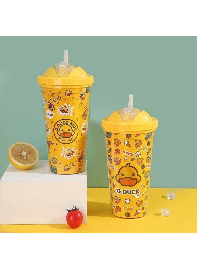 Cute Little Yellow Duck Ice Cup with Lid & Straw – 3D Cartoon Duck Tumbler for Iced Coffee, Cold Drinks, Smoothies & Juices | Fun Reusable Cup for Kids & Adults  - Image 3