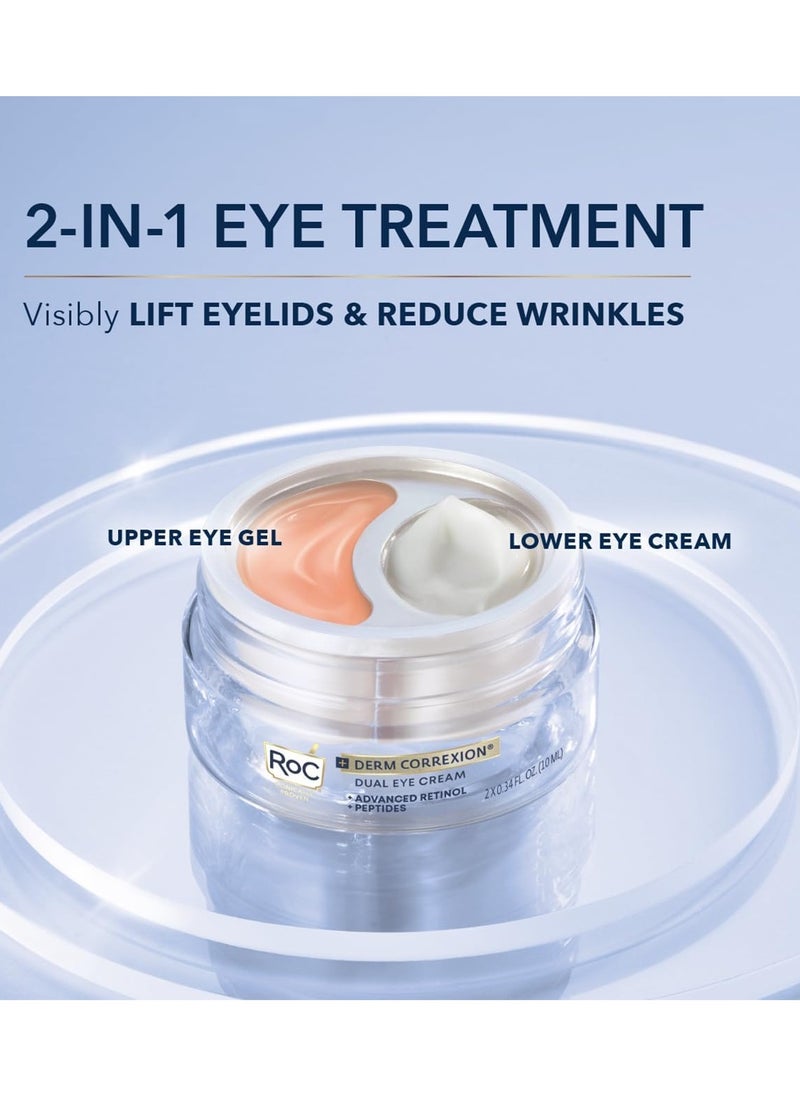 RoC - Derm Correxion Dual Eye Cream 2 in 1 Eye Duo for Visible Eye Lift Upper Eye Gel and Lower Eye Cream Dermatologist Approved10ml - Image 1