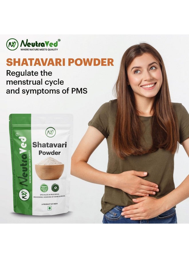 NeutraVed بودرة شاتافاري من نيترابد، توازن هرموني وحيضي للنساء، دعم حليب الثدي والعافية | كيس بسحاب قابل للوقوف من درجة الطعام - 400غ (عبوة من 2، 200 لكل منها) - Image 3