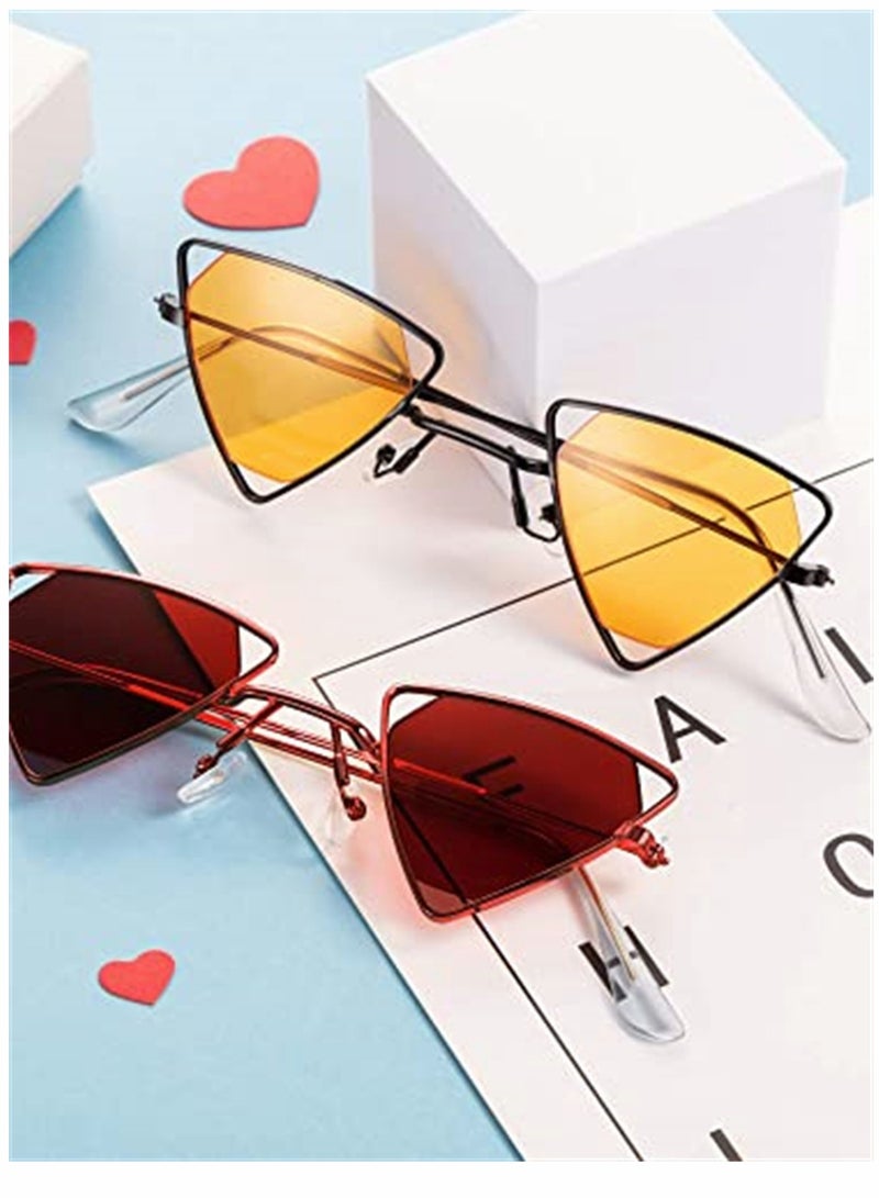 KASTWAVE Sunglasses, Trendy Punk, Triangular Cutout, Fashion Metal, Vintage Retro, Classic Triangle Sunglasses Candy Color Cat-eye Glasses, for Adults, 4 Pairs - Image 5