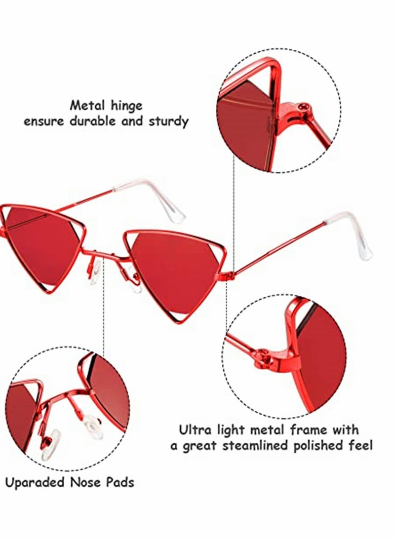 KASTWAVE Sunglasses, Trendy Punk, Triangular Cutout, Fashion Metal, Vintage Retro, Classic Triangle Sunglasses Candy Color Cat-eye Glasses, for Adults, 4 Pairs - Image 3