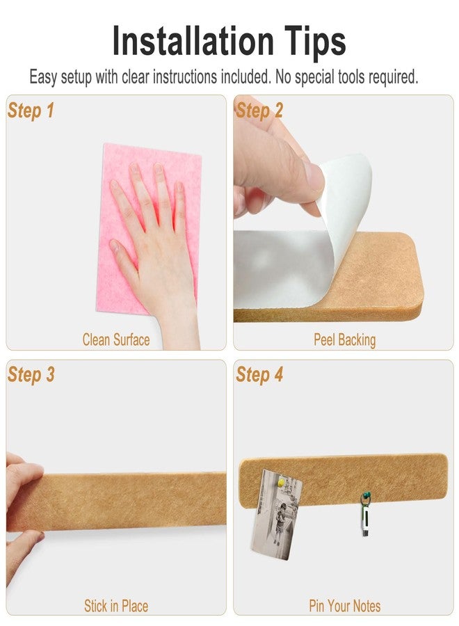 Avoirdus Felt Bulletin Board Strips 5-Pack, 13" x 2" Self Adhesive Pin Board with 35 Push Pins - Cork Board Alternative Notice Board for Office, Bedroom Door, Home Office Wall Decor (Brown) - Image 3