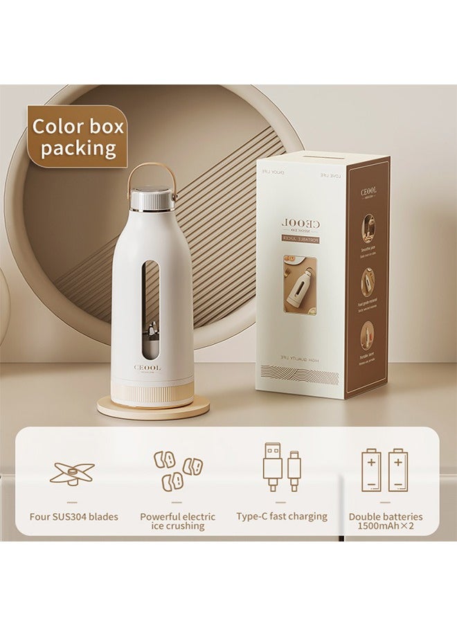Personal Blender for Smoothies, 4-Blade Portable Blender, USB Rechargeable with handle, 400ml Large Capacity, Portable Juicer Cup for Sports, Travel, Home, Gym