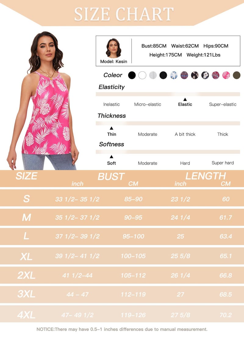 ANYFITTING Halter Tank Top with Built in Bra Cup for Women Padded Camisole Shirt Loose Fit Casual Flowy Sleevless Summer Top Pink Print S - Image 3