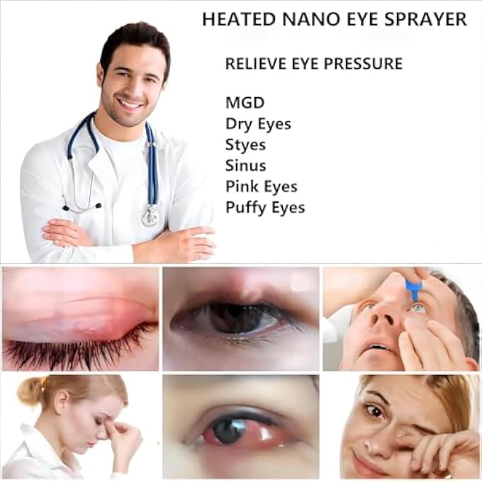 KASTWAVE Heated Nano Eye Mist Sprayer,Portable Eye Mister with Moist Heat for Relief Dry Eyes and Stye,Eye Dropper Tool,Rechargeable Electric Eye Steamer for Eyelid,Eye Skin Care and Eye SPA for Women - Image 2