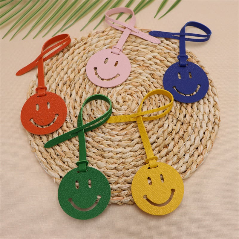 Leather Fashion Leather Smile Shape Handbag Pendant Ornaments Women'S Handbag Bag Smiley Face Pendant - Image 2