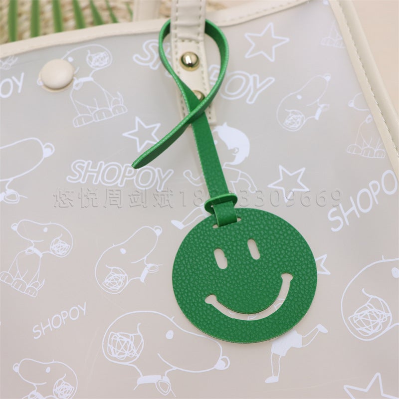 Leather Fashion Leather Smile Shape Handbag Pendant Ornaments Women'S Handbag Bag Smiley Face Pendant - Image 3