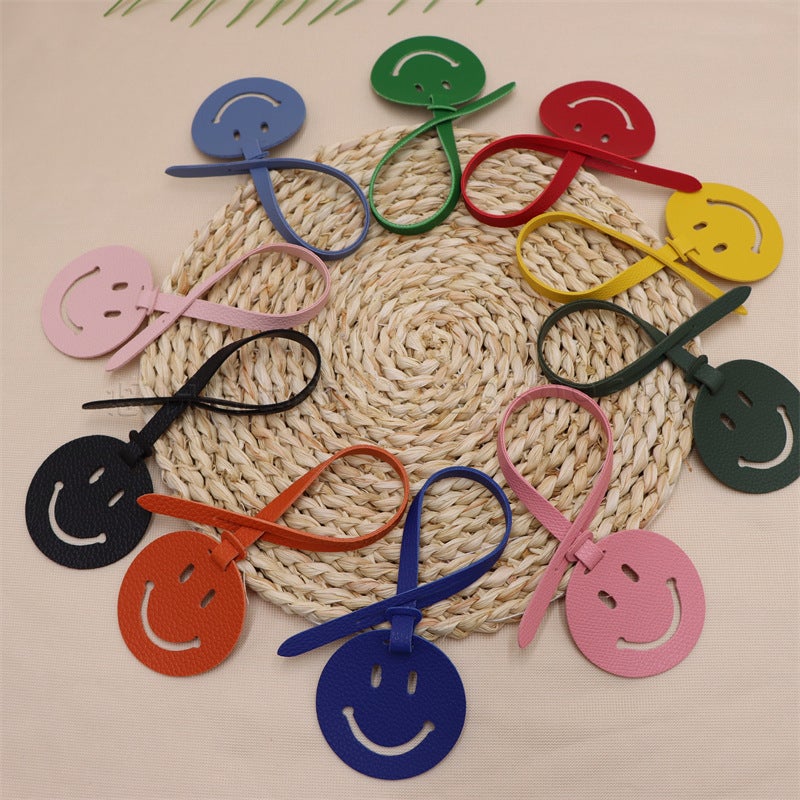 Leather Fashion Leather Smile Shape Handbag Pendant Ornaments Women'S Handbag Bag Smiley Face Pendant - Image 4