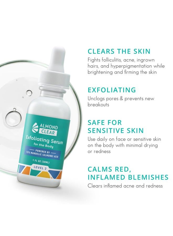 Almond Clear سيروم تنظيف الجسم، المستوى 2 - تركيبة متقدمة لحب الشباب الشديد، التهاب الجريبات - حمض الماندليك، 1 أونصة سائلة - Image 2