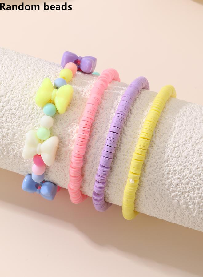 Take Two Pack of 4 - Girls Multi-Color Bow Charm Beaded Bracelets - Image 2