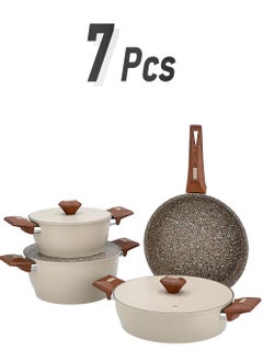 ALBERTO 7 PCs Granite Cookware Set Turkey Beige  - Image 1