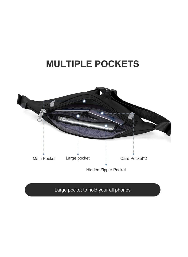 SYOSI Fanny Packs for Women Fashionable Crossbody Bags Belt bags Multi-color Waterproof Waist Bag Plus Size Fanny Pack for Men with Headphone Jack for Running Fit All Phones Black  - Image 5