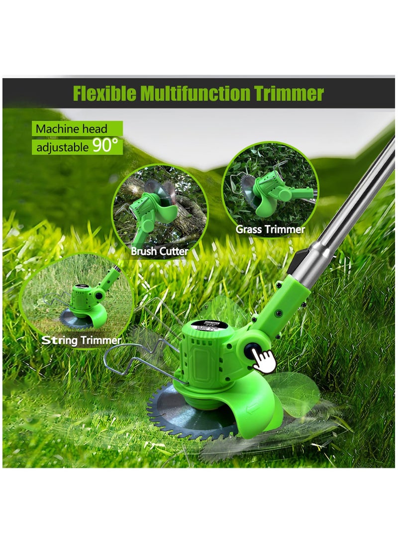 ZLH HITY Electric Weed Wacker Cordless, 21V Weed Cordless Eater, 4 in 1 Lightweight Stringless Brush Cutter, with 2 Pcs 4.0 Ah Battery Grass Trimmer, 3 Types Blades for Yard Clearing (Green) - Image 3