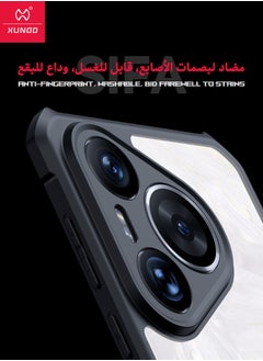 XUNDD Huawei Pura 70 Case with Lanyard, Clear Acrylic Back Panel + Black TPU Soft Frame Cover, SGS Shockproof Drop Proof Certification Case, Super Anti-Fall Back Cover for HUAWEI Pura 70, Clear/Black  - Image 5