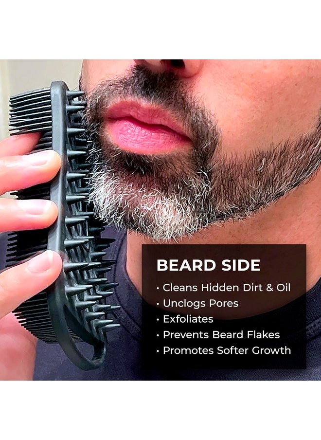 Blackwood For Men Double Duty Beard & Body Scrubberdualsided Men'S Shower Toolhandheld Body Wash Brush With Long Soft Silicone Bristles For Deep Cleaningshort Exfoliating Tips For Beard Care  - Image 3