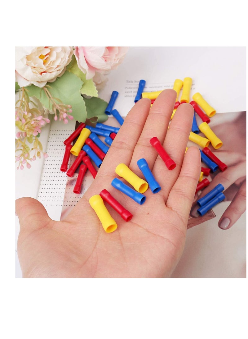 Insulated Straight Wire Terminal Connectors,120 PCS Butt Splice Connectors, Automotive Cable Crimp Terminals, Electrical Butt Crimp Connectors(Blue, Red, Yellow) - Image 5