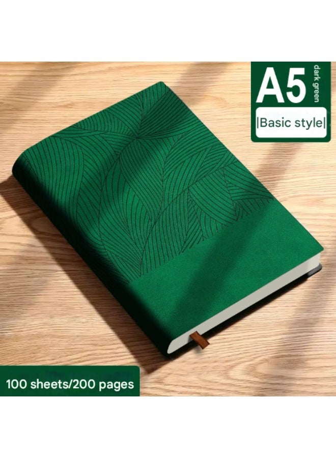 Green 2PCS Premium A5 Business Notebook | Soft Touch Faux Leather Diary | 200 Pages Thickened Journal | Elegant Geometric Pattern