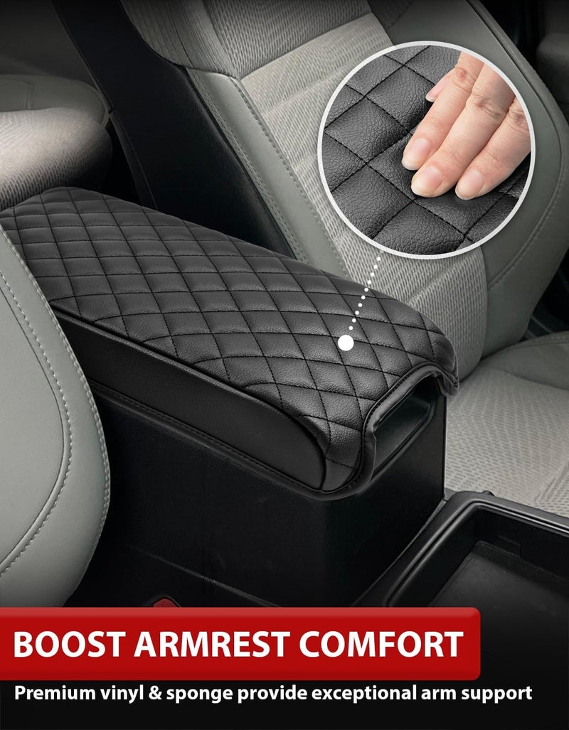 KBH غطاء وحدة التح��م المركزية من Auto Center لسيارة Toyota Camry 2012-2017، إكسسوارات داخلية من جلد الفينيل، حامي مسند الذراع، وسادة مسند الذراع الوسطى، مقاوم للخدش، أسود - Image 3
