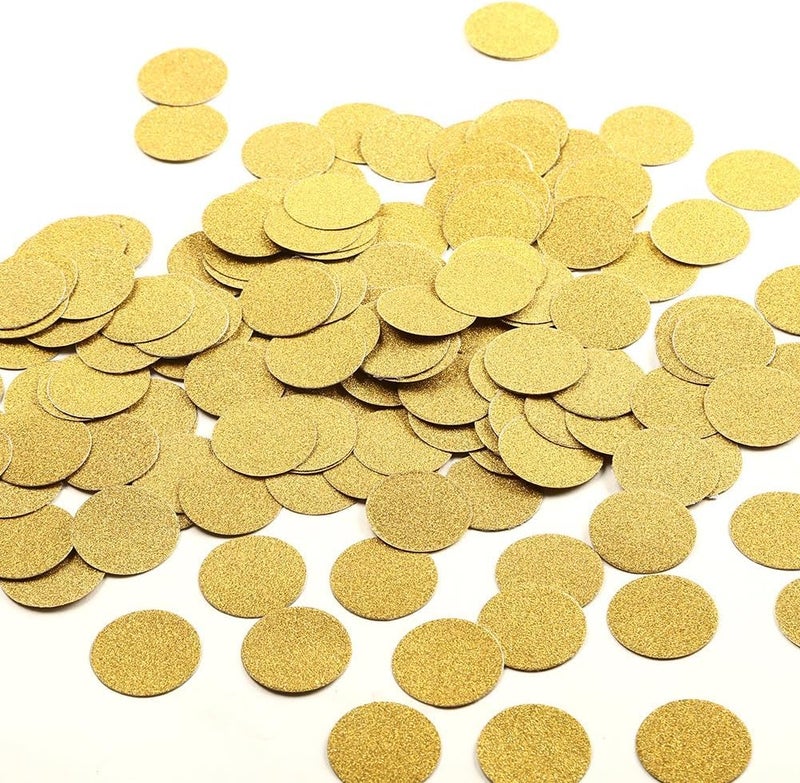 SVM CRAFT® (circle), Glitter Confetti Circles Wedding Party Decor and Table Decor, 1.2’’ in Diameter (glitter gold,200pc) - Image 1