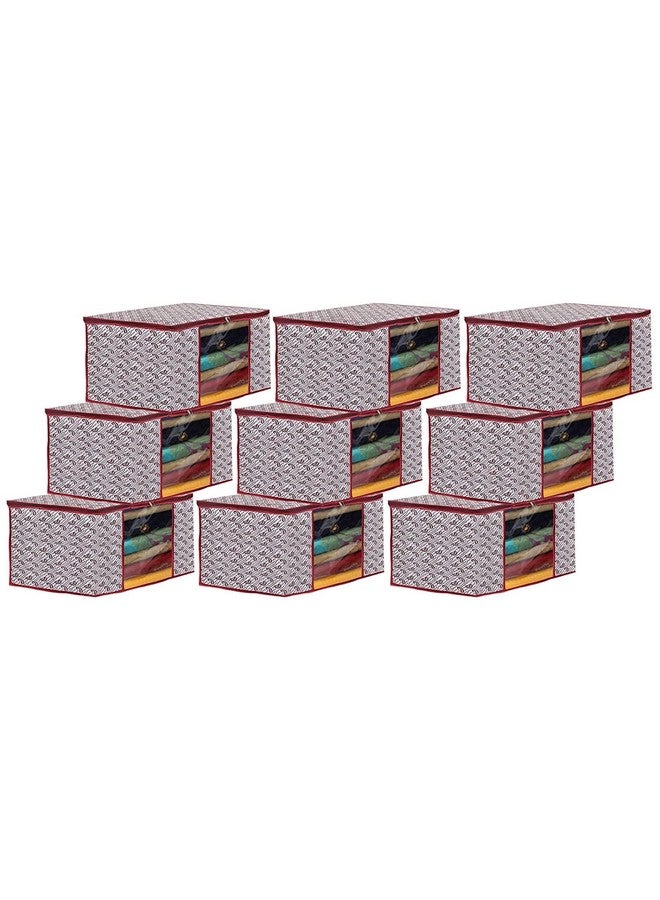 Kuber Industries Kuber Industries Paisley Print Saree Covers With Zip|Foldable Wardrobe Organizer For Clothes|Saree Bags Keep 8 To 10 Saree|Suitable for Lehenga, Suit, Dress|Pack of 9 (Maroon)  - Image 1